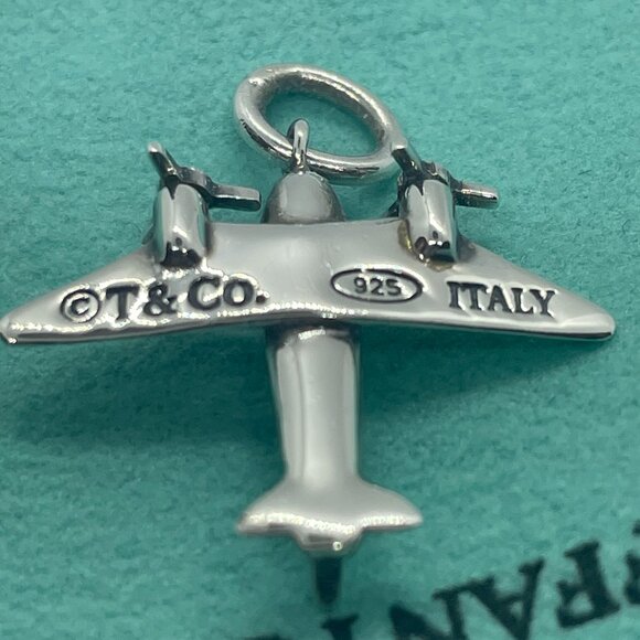 Tiffany & Co. Sterling Silver Airplane Pendant Charm Aircraft Plane w/ Pouch - Picture 7 of 12